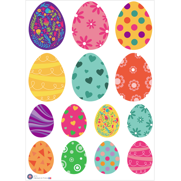 14 maxi stickers décoratifs Œufs de Pâques