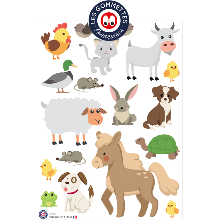 Gommettes illustrées animaux de la ferme - Lot de 3 pochettes - Le