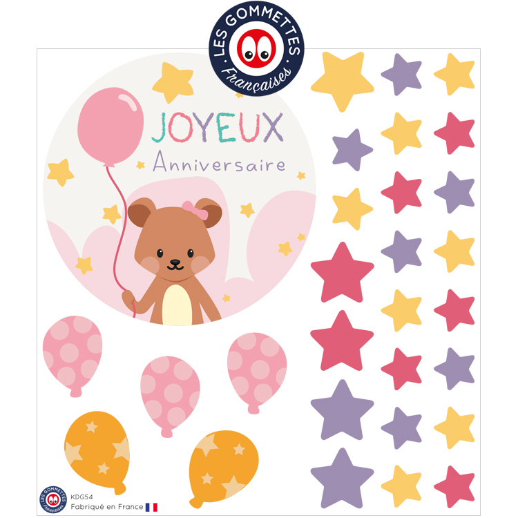 Kit carte anniversaire ourson | Les gommettes françaises | Fabriqués en France