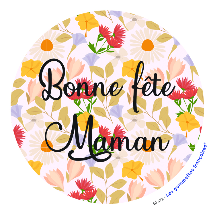 Stickers fleuri Bonne Fête Maman