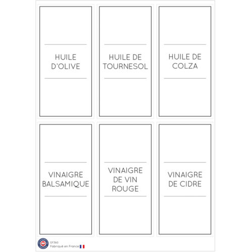Stickers Huiles et vinaigres | Etiquettes bocaux | Les gommettes françaises
