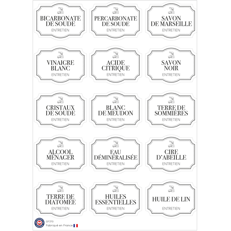 Stickers vintage Entretien et nettoyage | Etiquettes bocaux | Les gommettes françaises