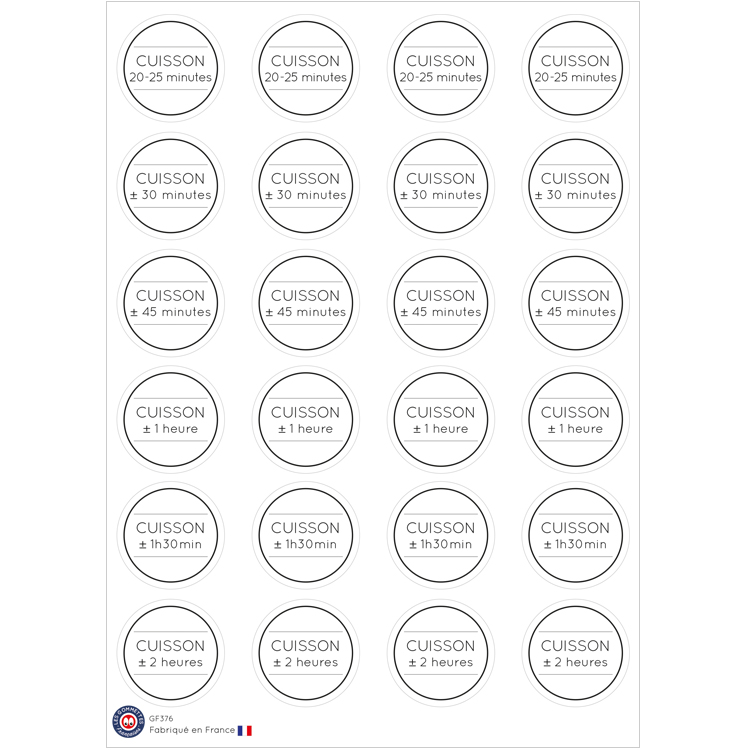 Stickers Cuisson | Etiquettes bocaux | Les gommettes françaises