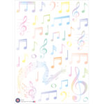 39 gommettes notes de musique multicolores pastels