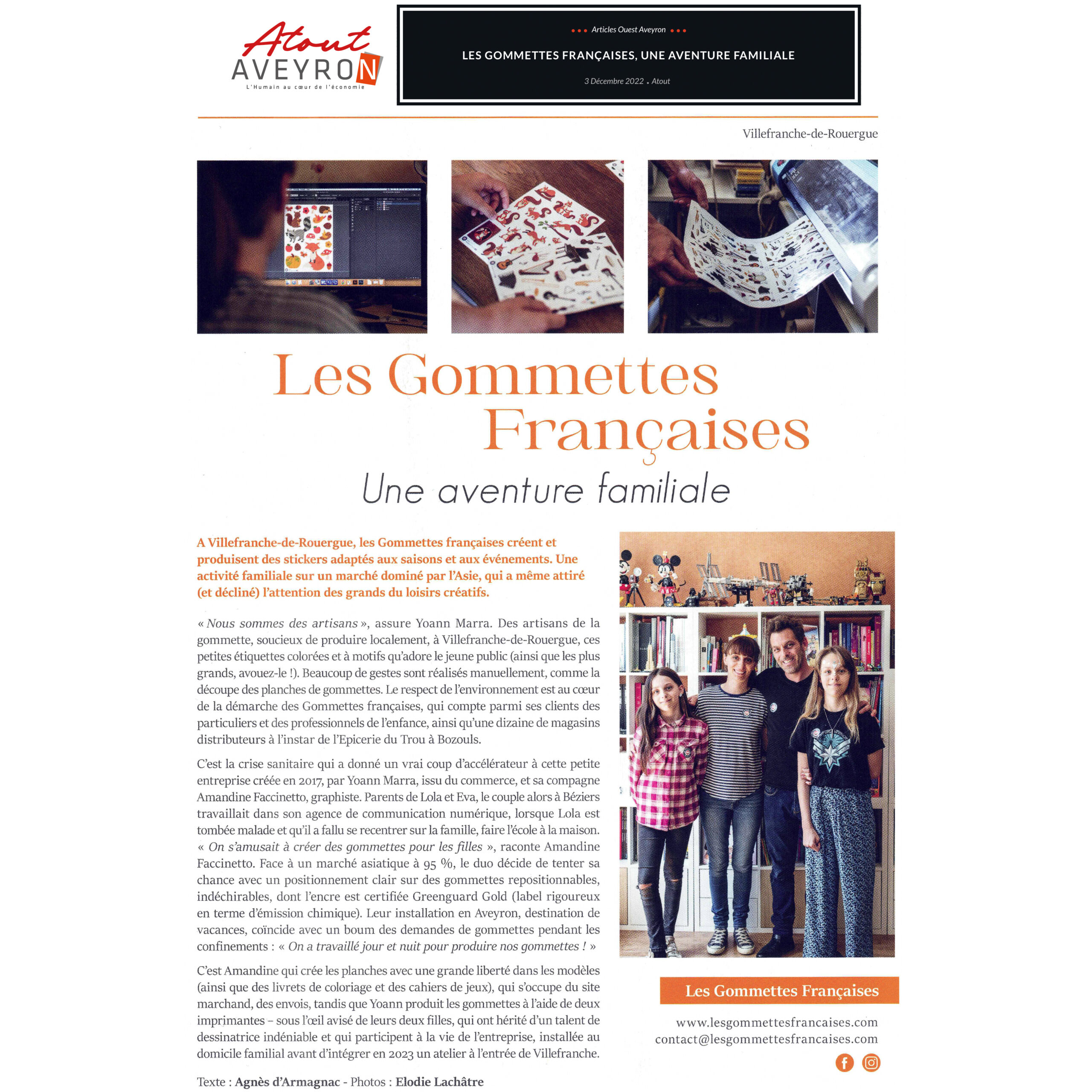 La presse en parle | Les gommettes françaises | Atout Aveyron
