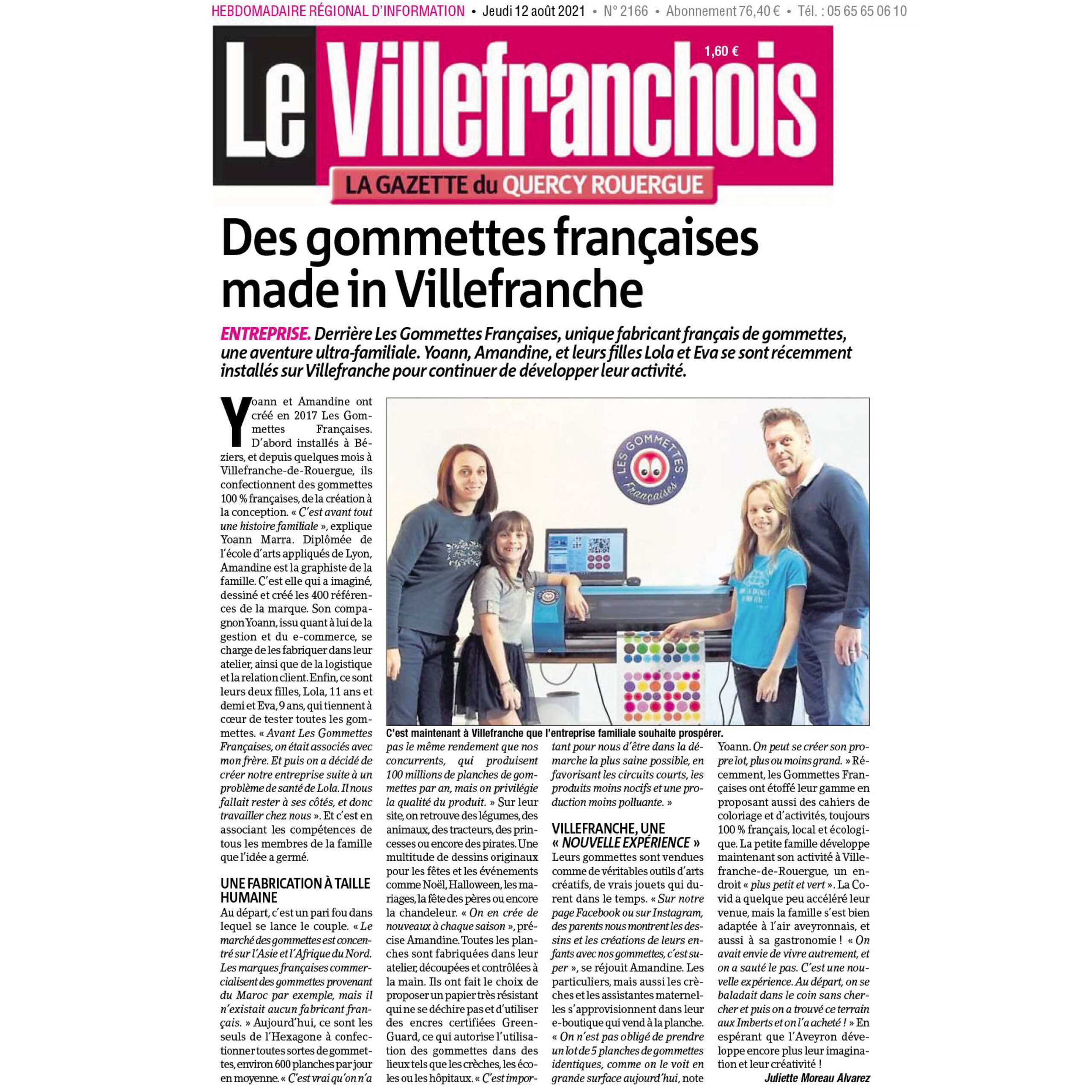 La presse en parle | Les gommettes françaises | Le Villefranchois