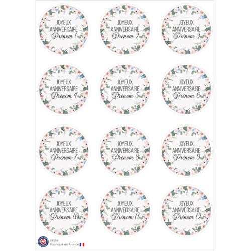 Stickers Joyeux Anniversaire À personnaliser | Les Gommettes Françaises | Stickers fabriqués en France