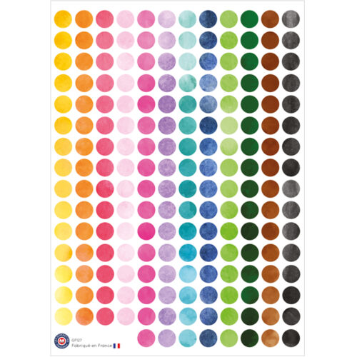 Gommettes rondes multicolores aquarellées | Les Gommettes françaises