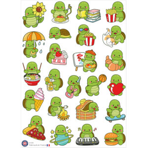 24 gommettes tortues kawaii