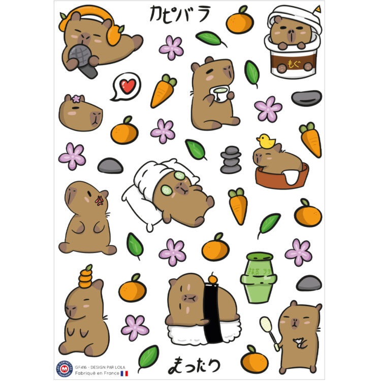 Stickers capybara cute | les Gommettes Françaises