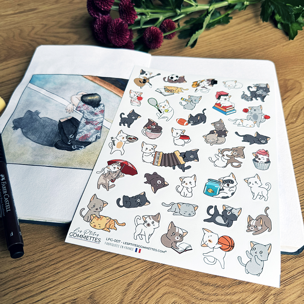 Stickers chats kawaii | Les p'tites gommettes