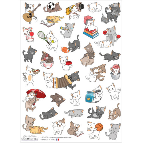 Stickers chats kawaii | Les p'tites gommettes