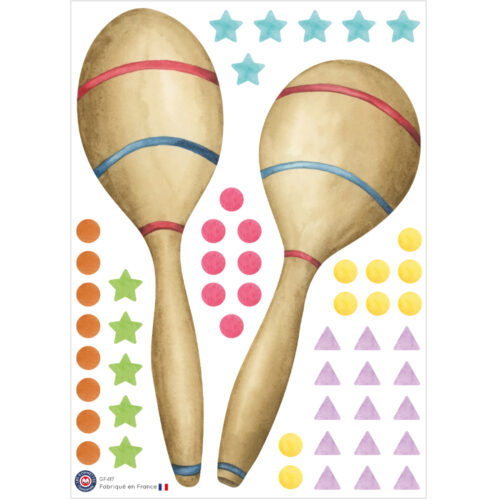 Gommettes Maracas à assembler | Autocollants Fête de la musique | Les gommettes Françaises
