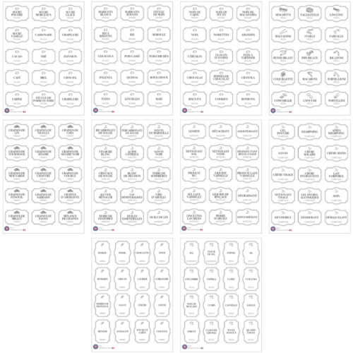 Lot de 10 planches d'étiquettes pour bocaux | Les Gommettes Françaises
